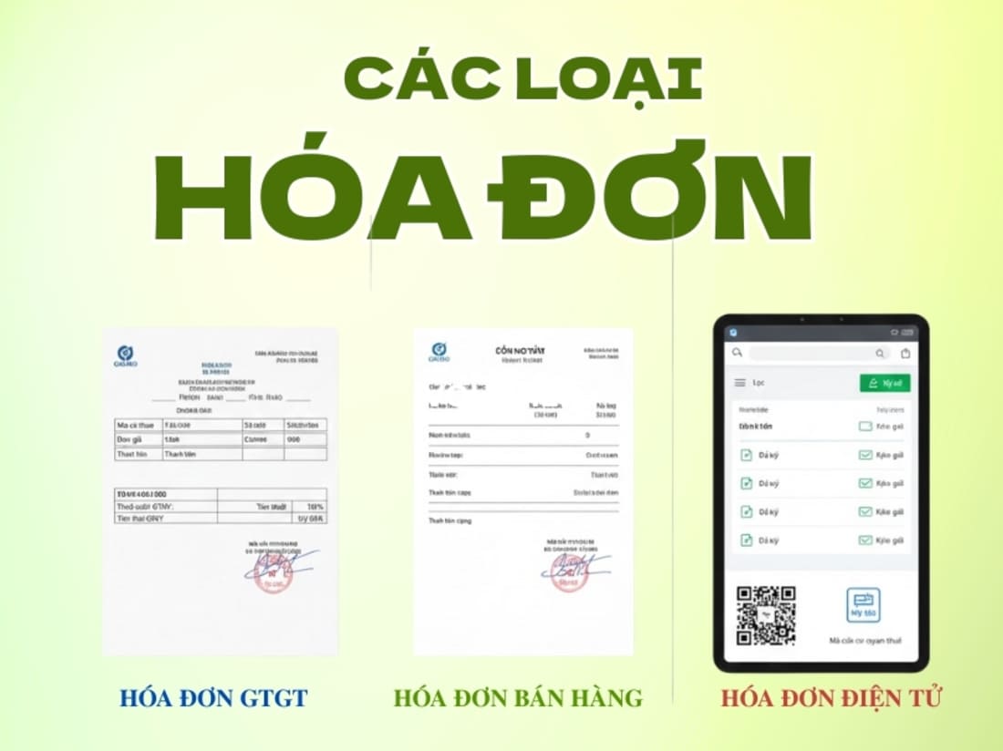 Các loại hóa đơn đầu vào phổ biến bao gồm hóa đơn GTGT hóa đơn bán hàng và hóa đơn điện tử cấp mã cơ quan thuế