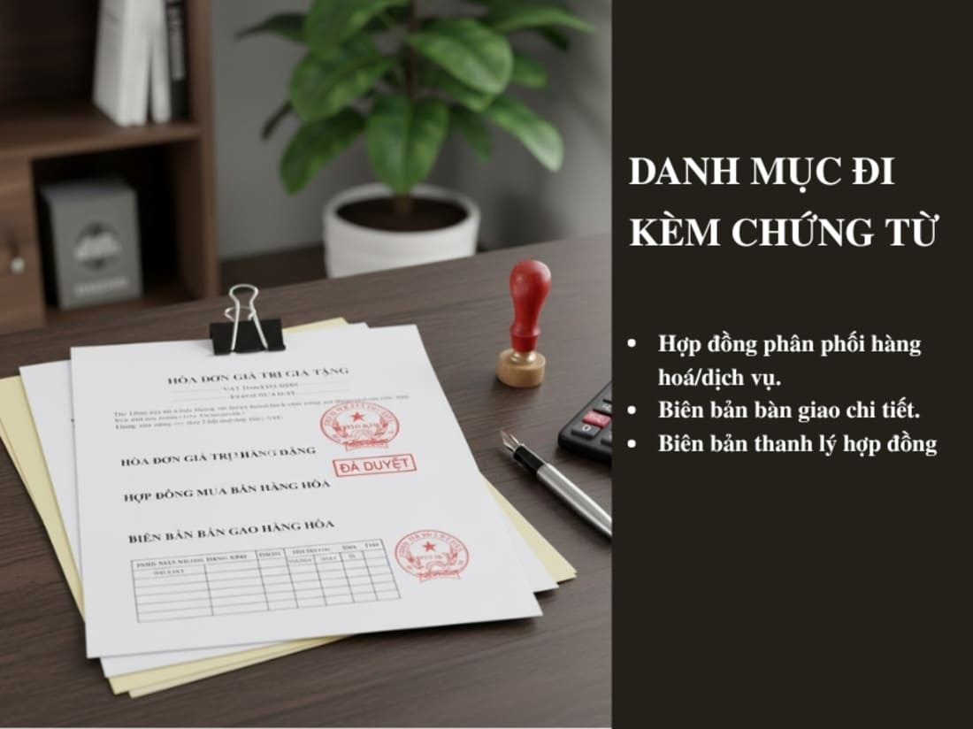 Bộ chứng từ đi kèm hóa đơn đầu vào hợp lệ bao gồm hợp đồng kinh tế biên bản bàn giao và phiếu nhập kho