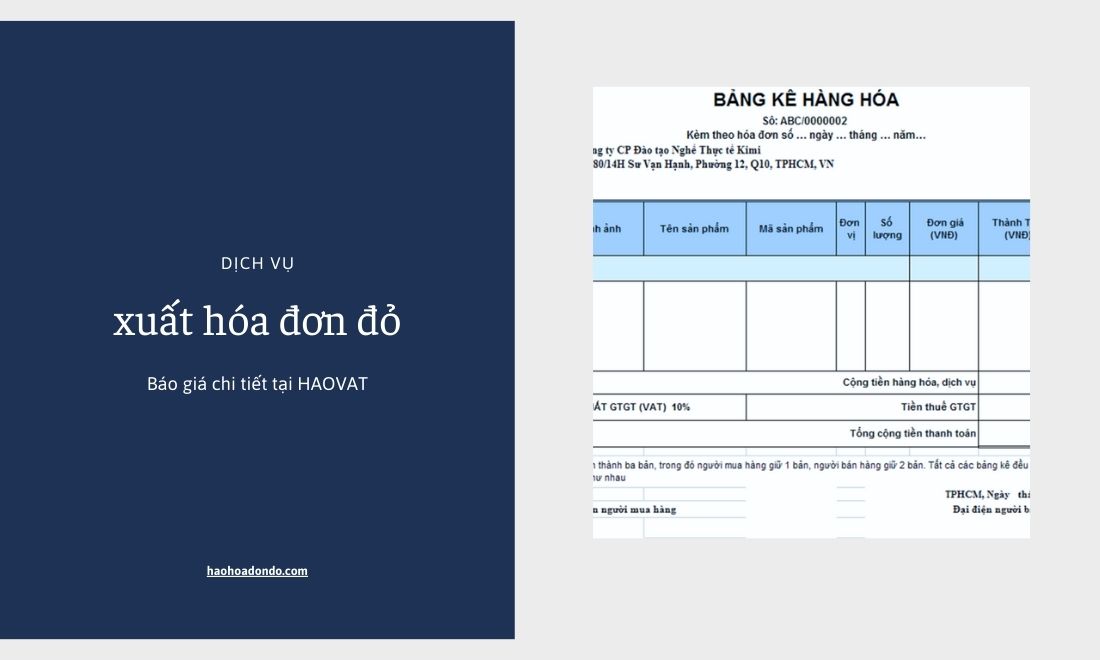 dịch vụ hóa đơn đỏ uy tín tại HAOVAT